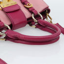 Miu Miu Madras Hand Bag Leather 2way Pink Gold Auth bs35509-7