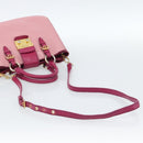 Miu Miu Madras Hand Bag Leather 2way Pink Gold Auth bs35509-9