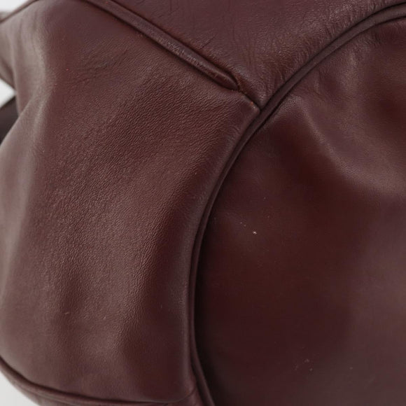 CARTIER Must Line Purse Shoulder Bag Leather Bordeaux Gold Auth bs35510