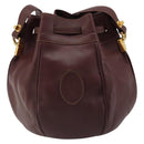 CARTIER Must Line Purse Shoulder Bag Leather Bordeaux Gold Auth bs35510-3