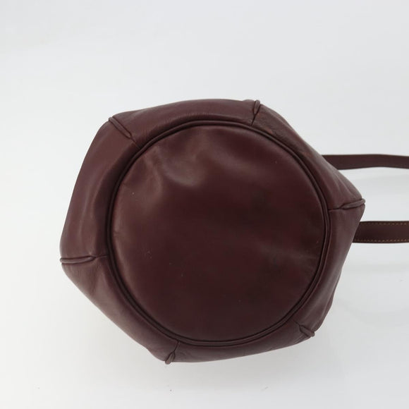 CARTIER Must Line Purse Shoulder Bag Leather Bordeaux Gold Auth bs35510
