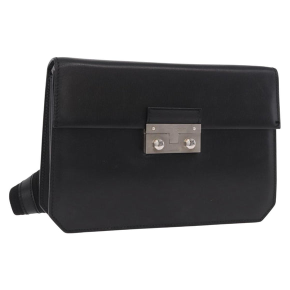 Salvatore Ferragamo Shoulder Bag Leather Black Silver Auth bs35511
