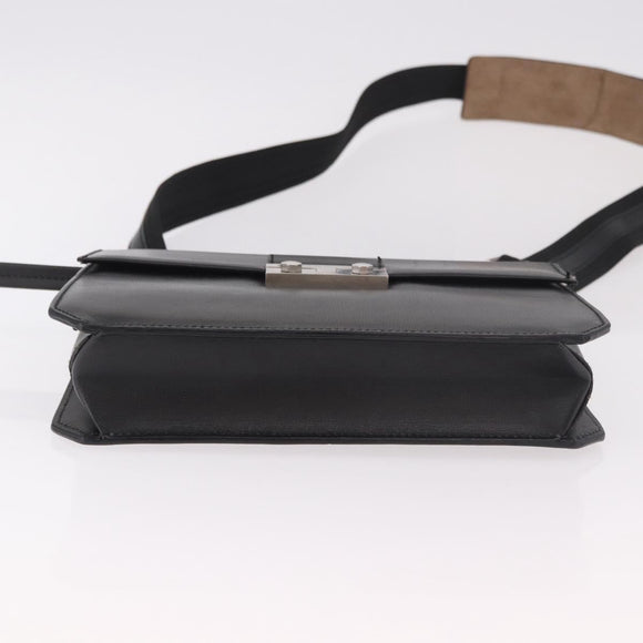 Salvatore Ferragamo Shoulder Bag Leather Black Silver Auth bs35511