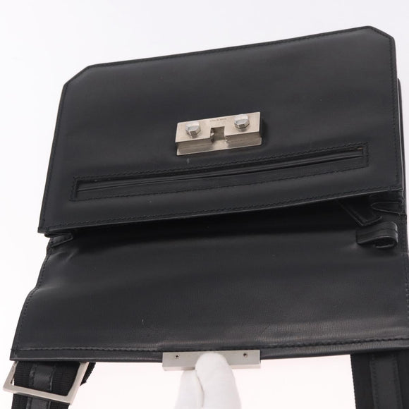 Salvatore Ferragamo Shoulder Bag Leather Black Silver Auth bs35511