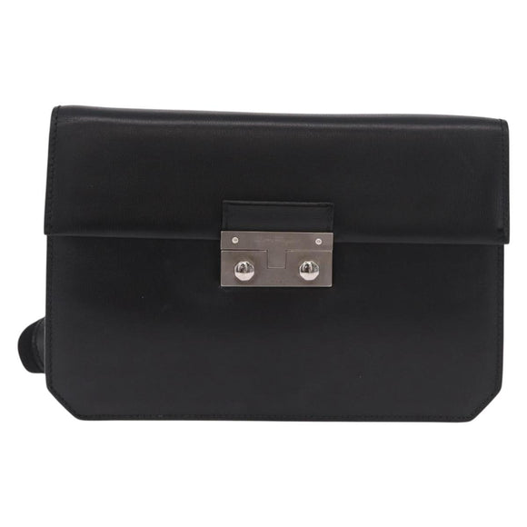 Salvatore Ferragamo Shoulder Bag Leather Black Silver Auth bs35511