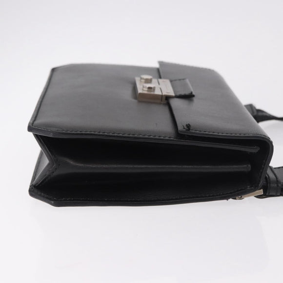 Salvatore Ferragamo Shoulder Bag Leather Black Silver Auth bs35511