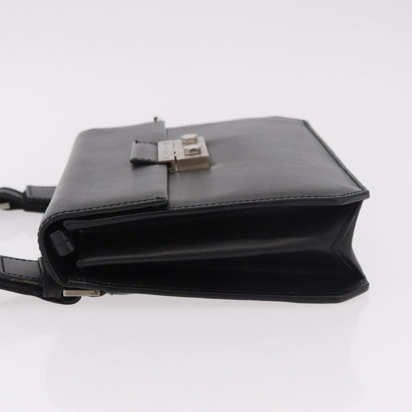 Salvatore Ferragamo Shoulder Bag Leather Black Silver Auth bs35511
