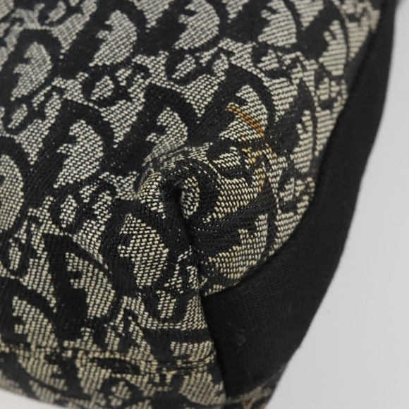 Christian Dior Trotter Canvas Shoulder Bag Black Silver Auth bs35512