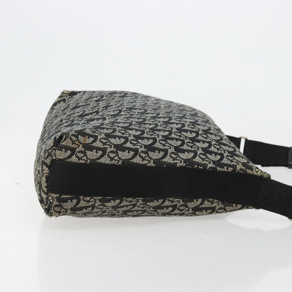 Christian Dior Trotter Canvas Shoulder Bag Black Silver Auth bs35512