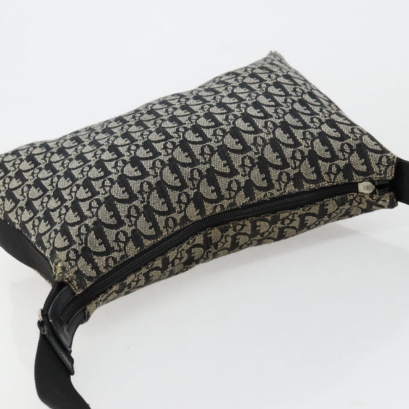Christian Dior Trotter Canvas Shoulder Bag Black Silver Auth bs35512
