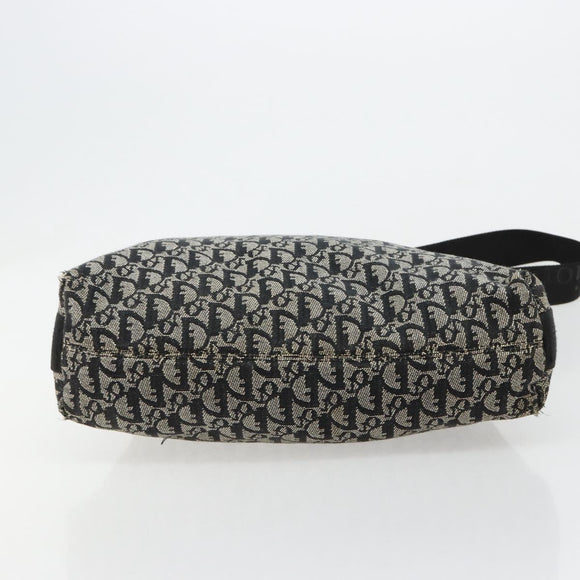 Christian Dior Trotter Canvas Shoulder Bag Black Silver Auth bs35512