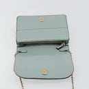 VALENTINO Chain Shoulder Bag Leather Light Blue Gold Auth bs35513-15