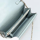 VALENTINO Chain Shoulder Bag Leather Light Blue Gold Auth bs35513-16