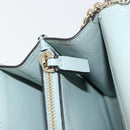 VALENTINO Chain Shoulder Bag Leather Light Blue Gold Auth bs35513-19