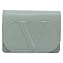 VALENTINO Chain Shoulder Bag Leather Light Blue Gold Auth bs35513-2