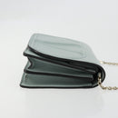 VALENTINO Chain Shoulder Bag Leather Light Blue Gold Auth bs35513-4