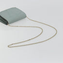 VALENTINO Chain Shoulder Bag Leather Light Blue Gold Auth bs35513-8