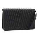 VALENTINO Shoulder Bag Leather Black Gold Auth bs35515-1