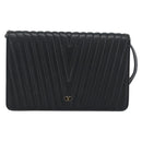 VALENTINO Shoulder Bag Leather Black Gold Auth bs35515-13