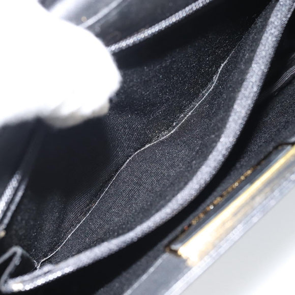 VALENTINO Shoulder Bag Leather Black Gold Auth bs35515