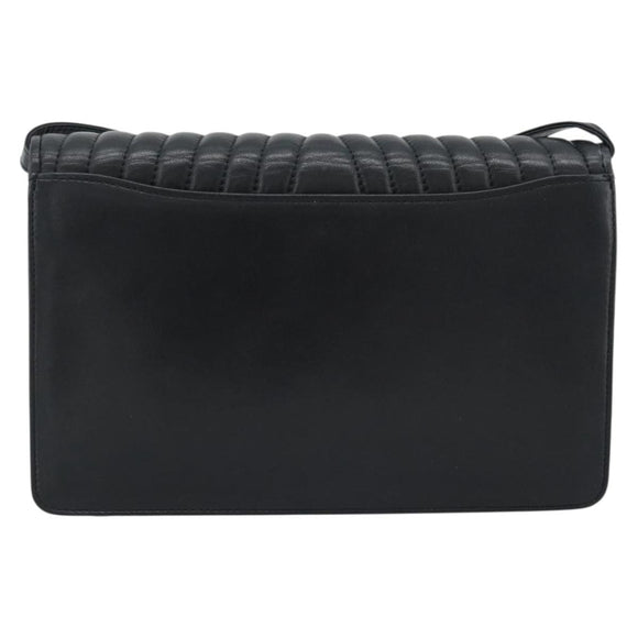 VALENTINO Shoulder Bag Leather Black Gold Auth bs35515