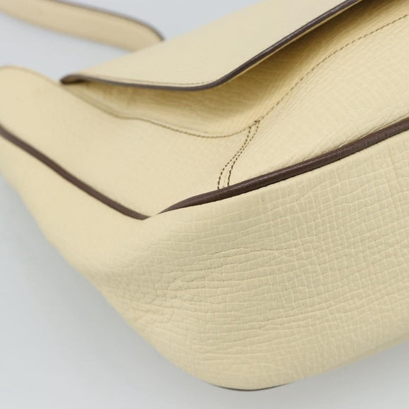 LOEWE Shoulder Bag Leather Ivory Silver Auth bs35516