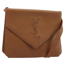 SAINT LAURENT Shoulder Bag Leather Brown Gold Auth bs35517-1