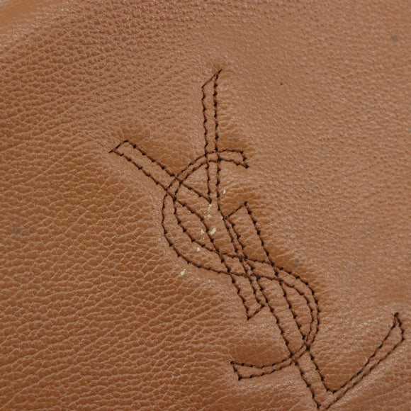 SAINT LAURENT Shoulder Bag Leather Brown Gold Auth bs35517