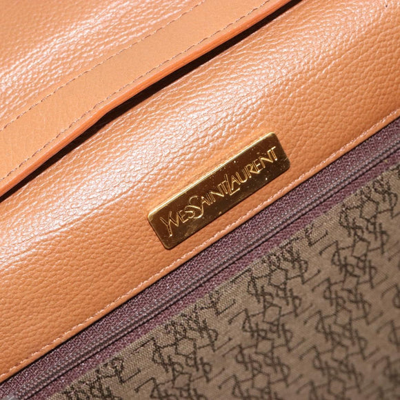 SAINT LAURENT Shoulder Bag Leather Brown Gold Auth bs35517