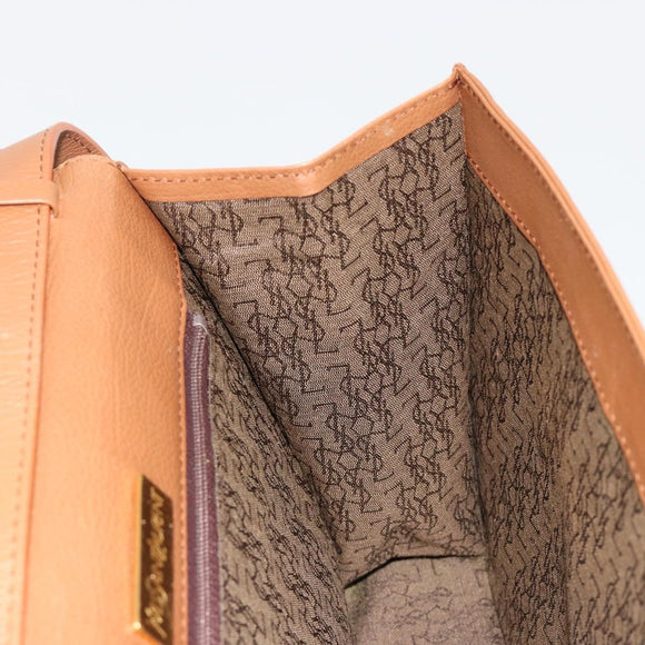 SAINT LAURENT Shoulder Bag Leather Brown Gold Auth bs35517