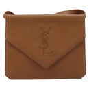SAINT LAURENT Shoulder Bag Leather Brown Gold Auth bs35517-2