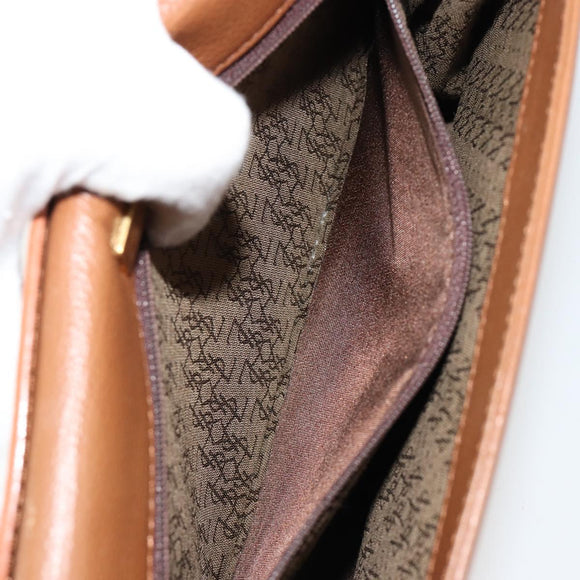 SAINT LAURENT Shoulder Bag Leather Brown Gold Auth bs35517