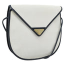 SAINT LAURENT Shoulder Bag Coated Canvas White Gold Auth bs35518-1
