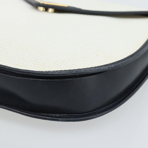 SAINT LAURENT Shoulder Bag Coated Canvas White Gold Auth bs35518
