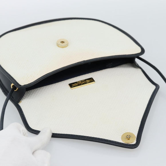 SAINT LAURENT Shoulder Bag Coated Canvas White Gold Auth bs35518