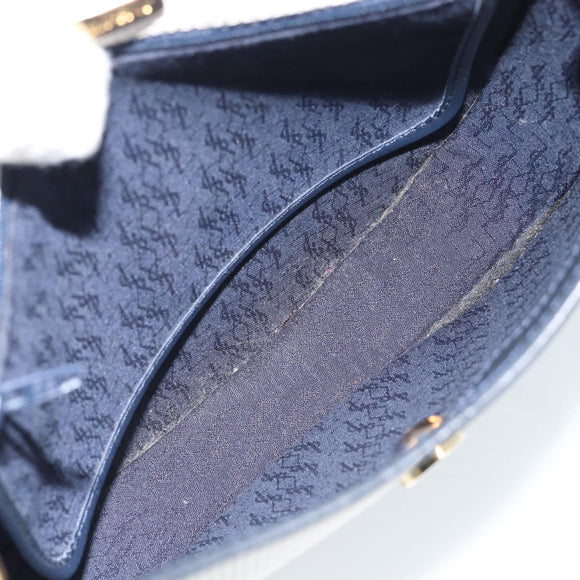 SAINT LAURENT Shoulder Bag Coated Canvas White Gold Auth bs35518