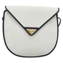 SAINT LAURENT Shoulder Bag Coated Canvas White Gold Auth bs35518-2