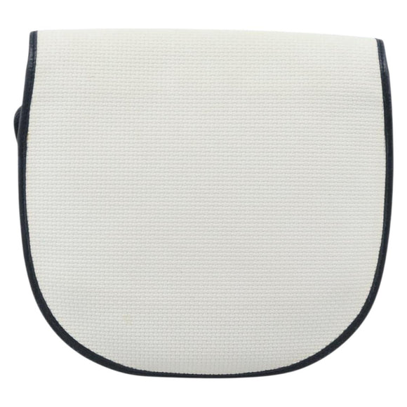 SAINT LAURENT Shoulder Bag Coated Canvas White Gold Auth bs35518