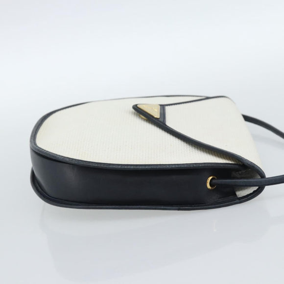 SAINT LAURENT Shoulder Bag Coated Canvas White Gold Auth bs35518