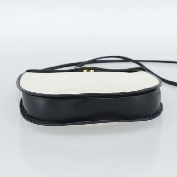 SAINT LAURENT Shoulder Bag Coated Canvas White Gold Auth bs35518