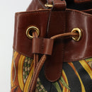 Salvatore Ferragamo Purse Shoulder Bag PVC Leather Brown Gold Auth bs35519A-15