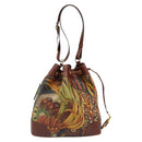 Salvatore Ferragamo Purse Shoulder Bag PVC Leather Brown Gold Auth bs35519A-2