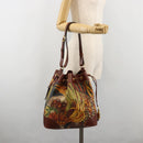Salvatore Ferragamo Purse Shoulder Bag PVC Leather Brown Gold Auth bs35519A-23
