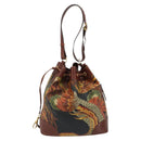 Salvatore Ferragamo Purse Shoulder Bag PVC Leather Brown Gold Auth bs35519A-3