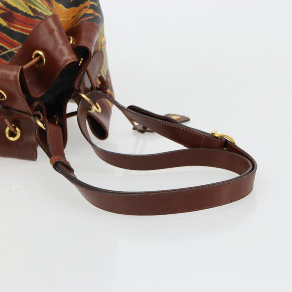 Salvatore Ferragamo Purse Shoulder Bag PVC Leather Brown Gold Auth bs35519A