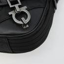 Salvatore Ferragamo Gancini Shoulder Bag Canvas Black Silver Auth bs35520-10
