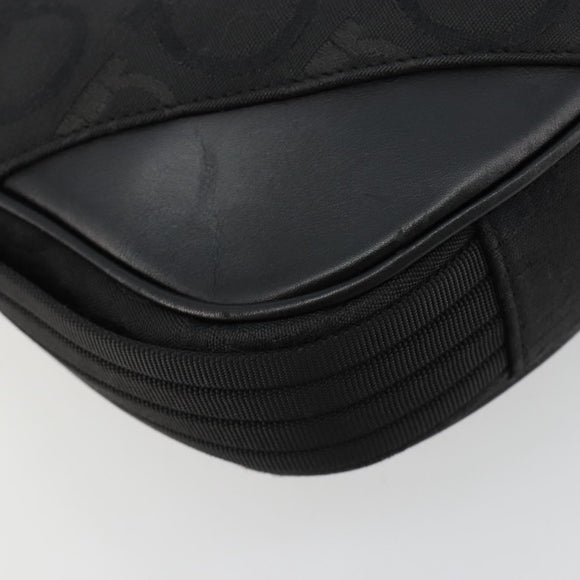 Salvatore Ferragamo Gancini Shoulder Bag Canvas Black Silver Auth bs35520