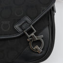 Salvatore Ferragamo Gancini Shoulder Bag Canvas Black Silver Auth bs35520-14