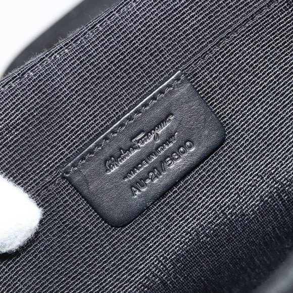 Salvatore Ferragamo Gancini Shoulder Bag Canvas Black Silver Auth bs35520