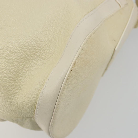BVLGARI Shoulder Bag Leather Ivory Silver Auth bs35521